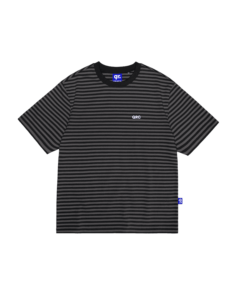 KIDS T-SHIRT STRIPED BLACK-GRAY