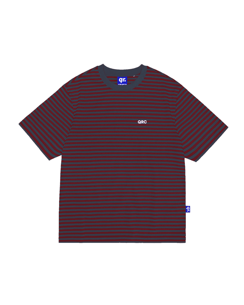 KIDS T-SHIRT STRIPED  DARK NAVY-BURGUNDY