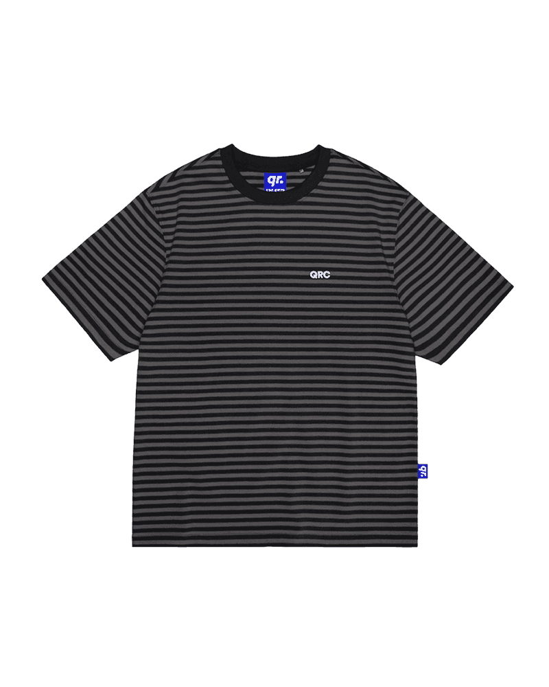KIDS T-SHIRT STRIPED BLACK-GRAY