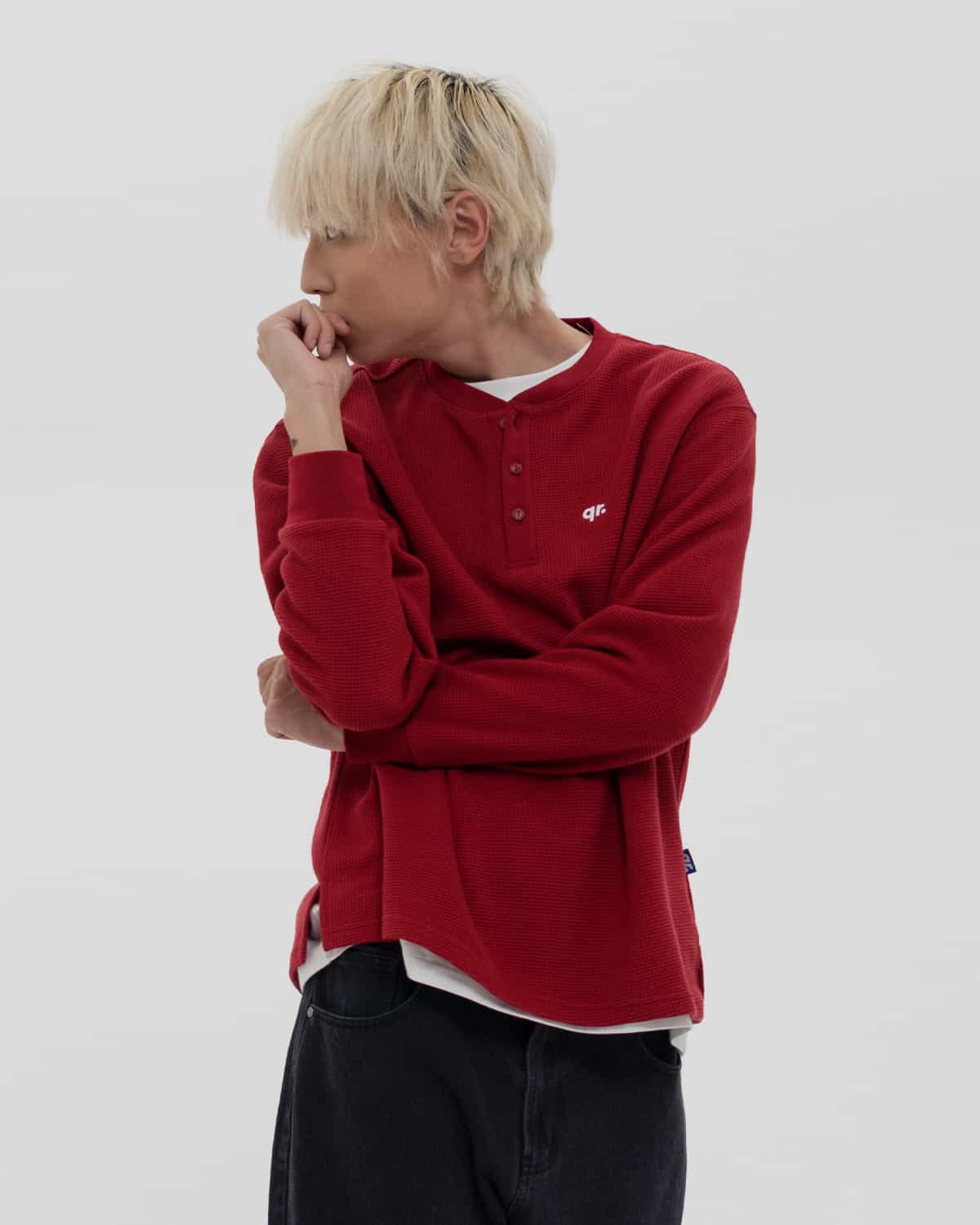 sweater waffle basic qrd burgundy