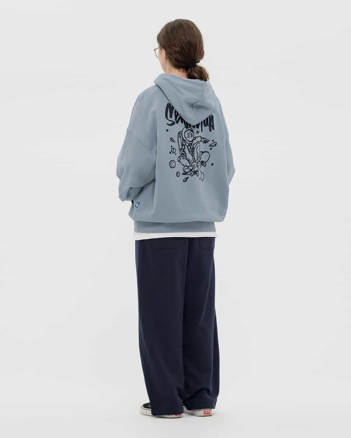 Zipper hoodie OVERFIT SPACE grey-blue