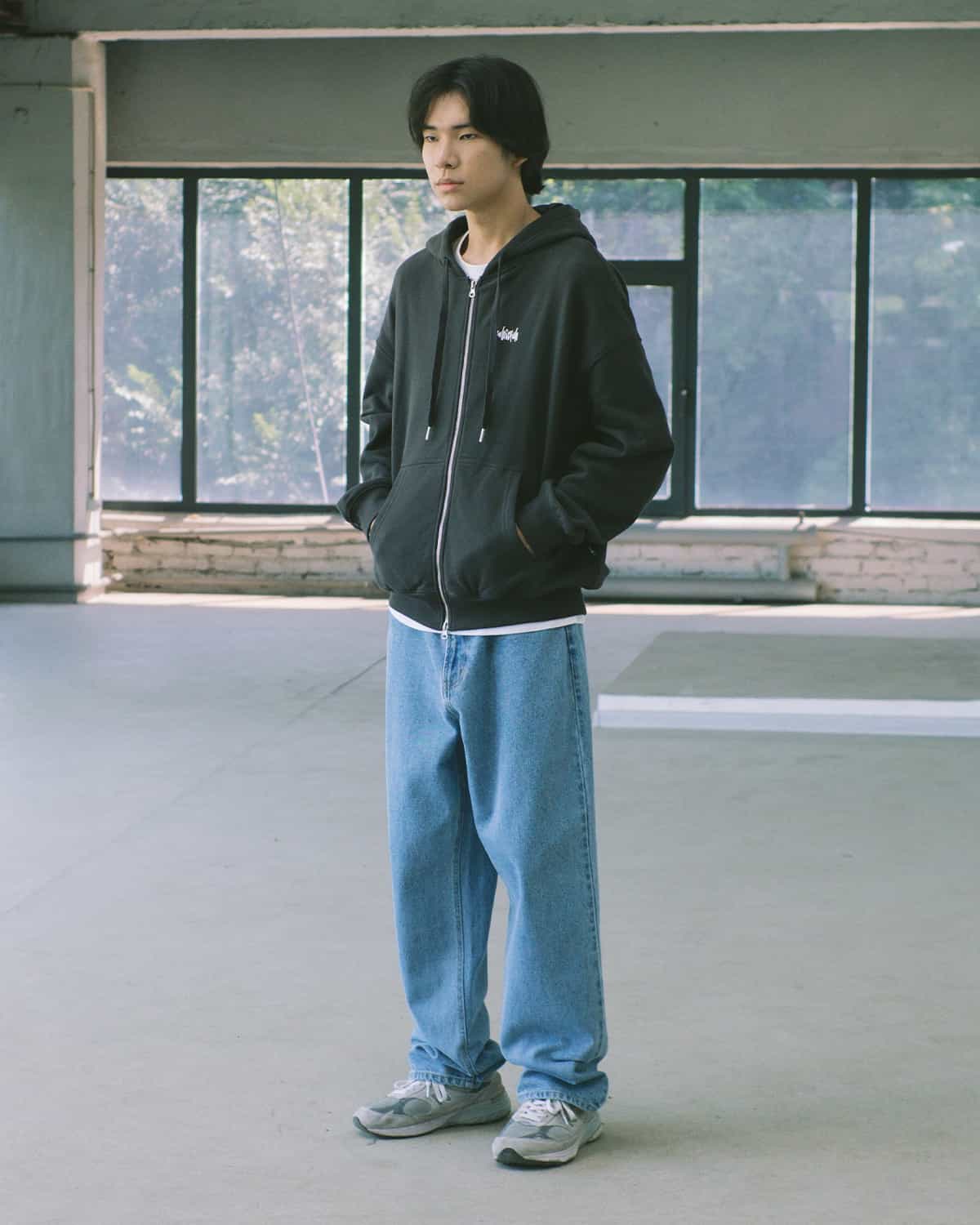 Zipper hoodie OVERFIT SPACE ANTRACITE