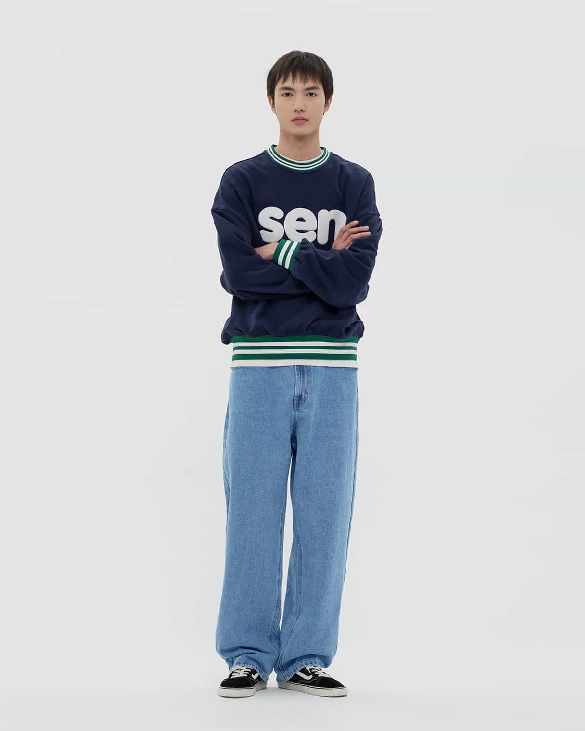 СВИТШОТ OVERFIT SEN ТЁМНО-СИНИЙ