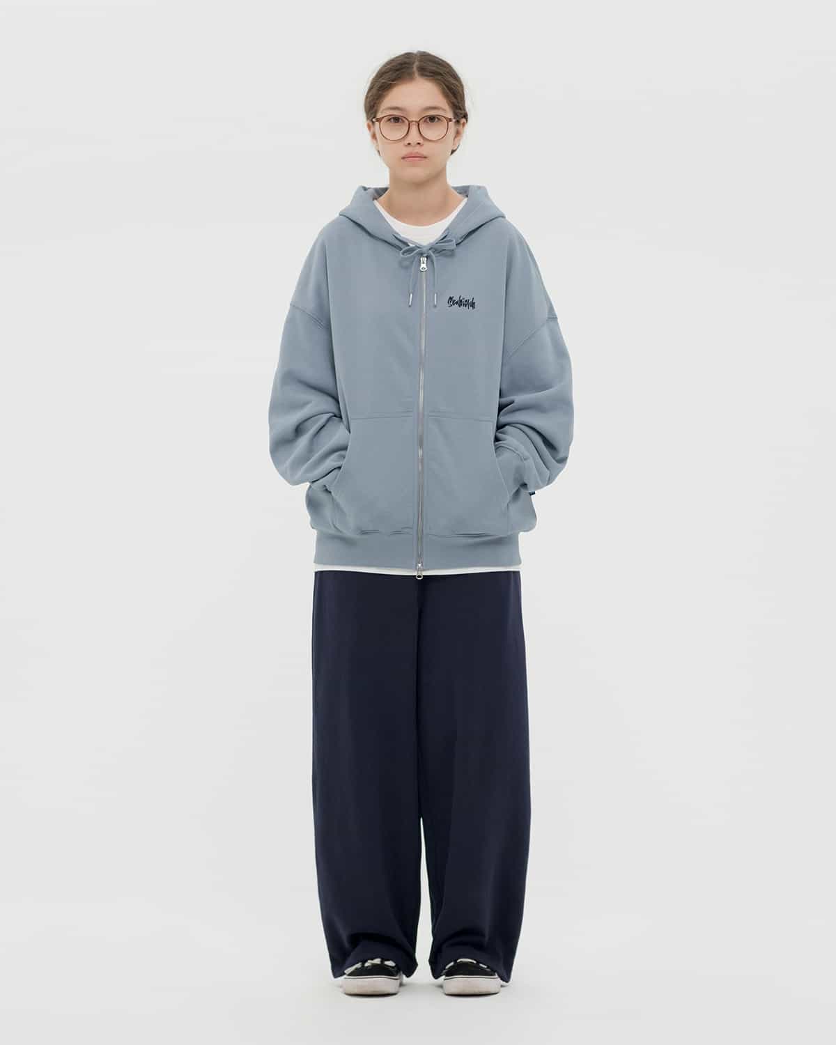 Zipper hoodie OVERFIT SPACE grey-blue