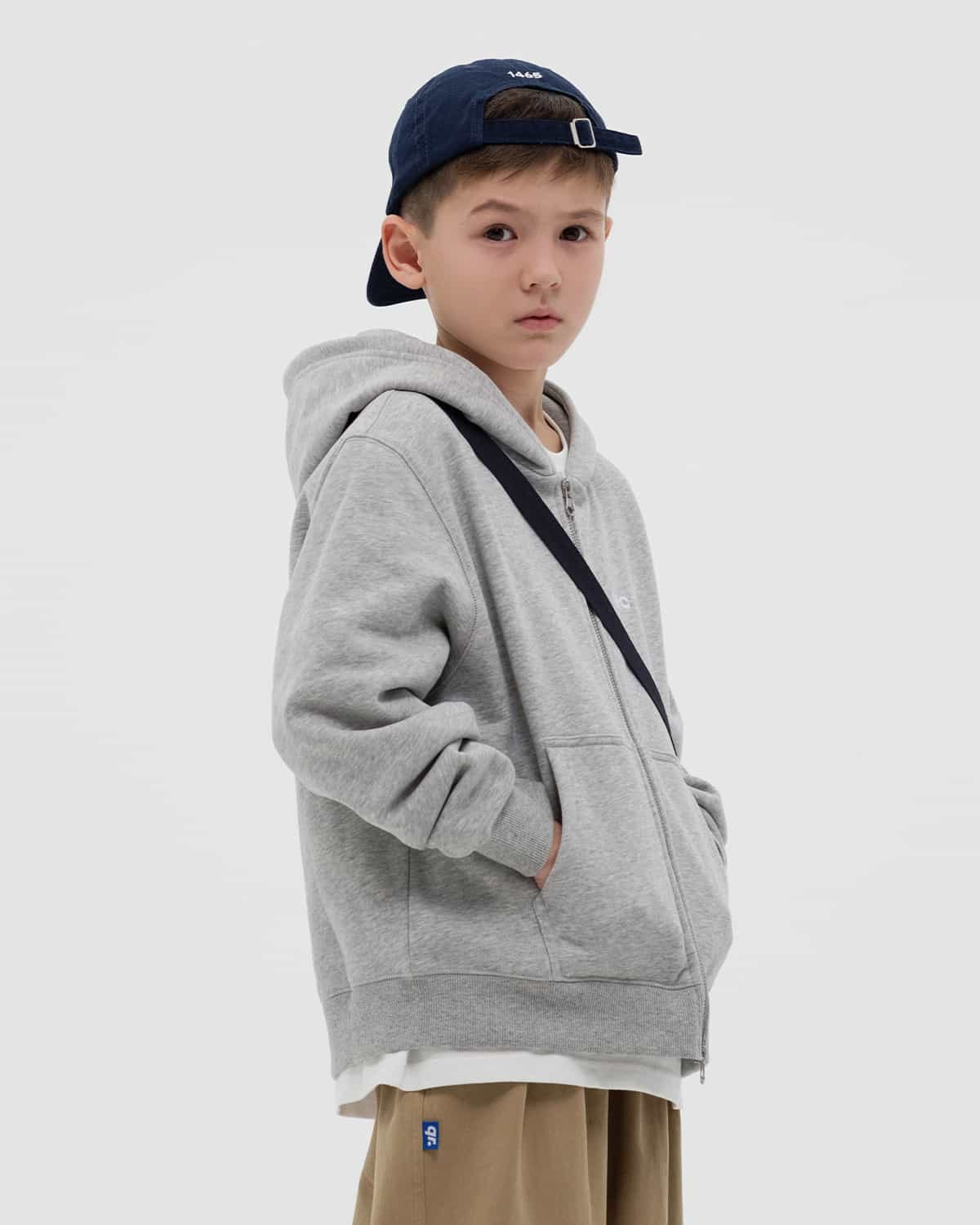 KIDS zipper HOODIE QRC GREY MELANGE