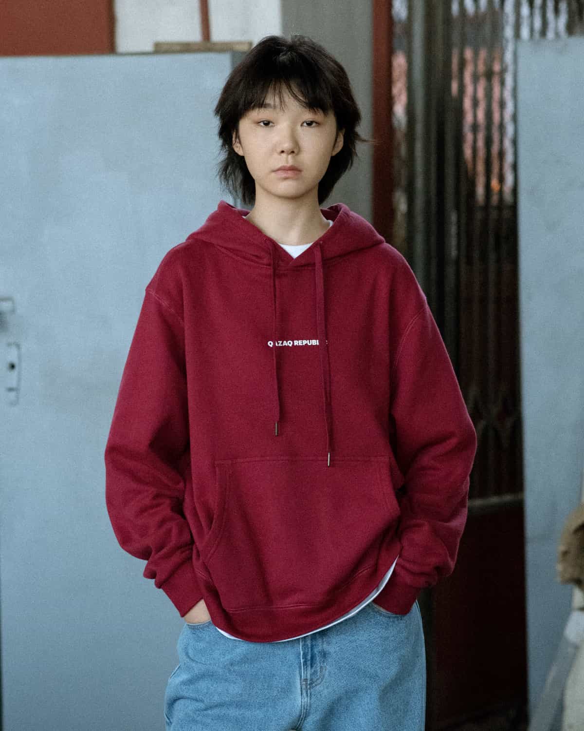 hoodie QAZAQ REPUBLIC burgundy