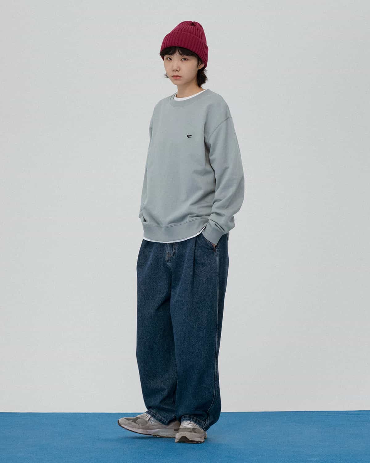 SWEATSHIRT QR BASIC grey-blue