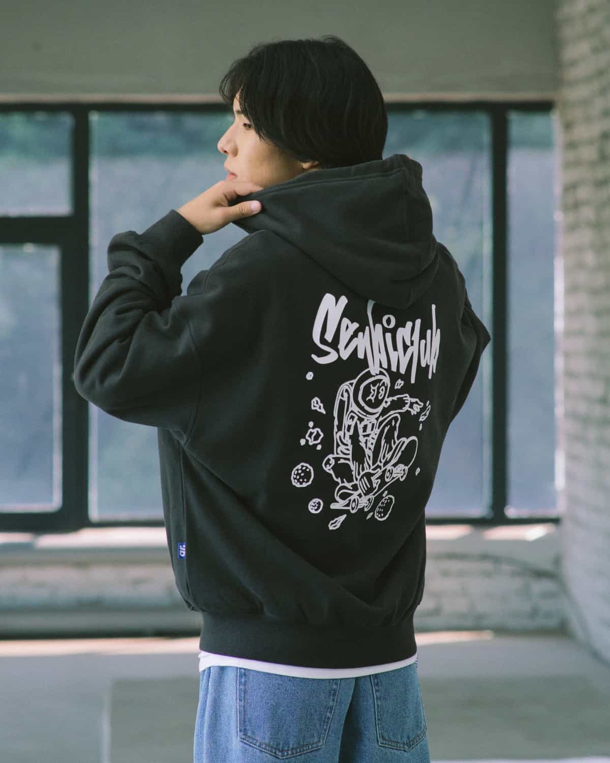 Zipper hoodie OVERFIT SPACE ANTRACITE