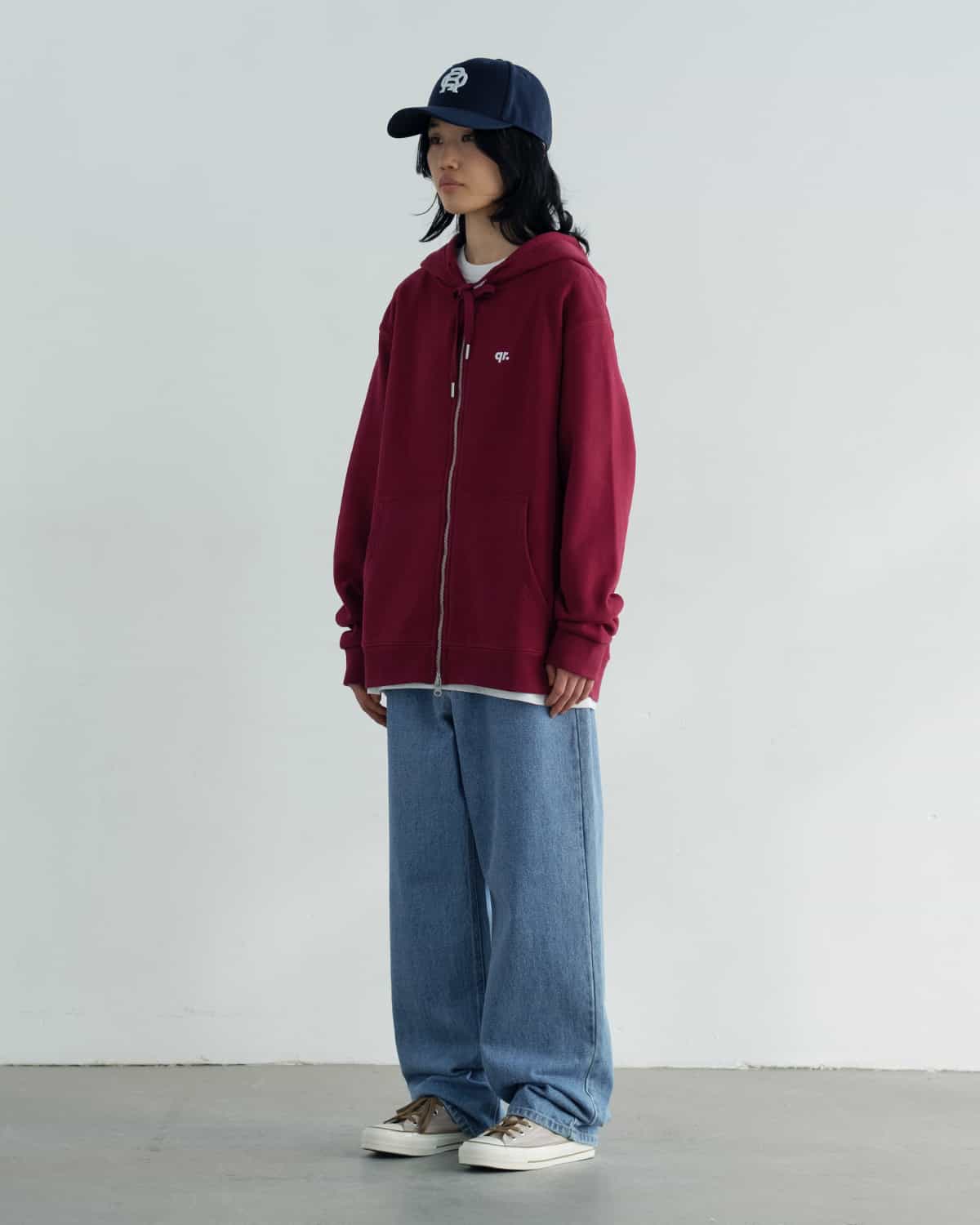 ZIPPER HOODIE BASIC BURGUNDY