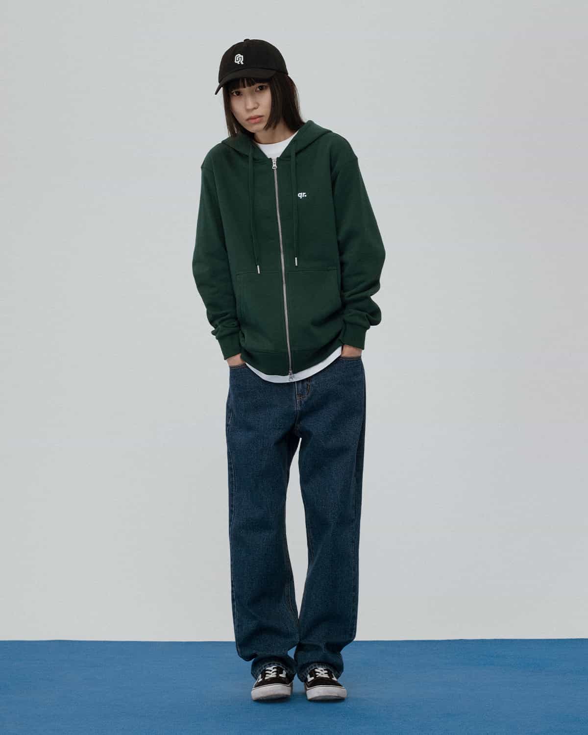 Zipper hoodie BASIC GREEN