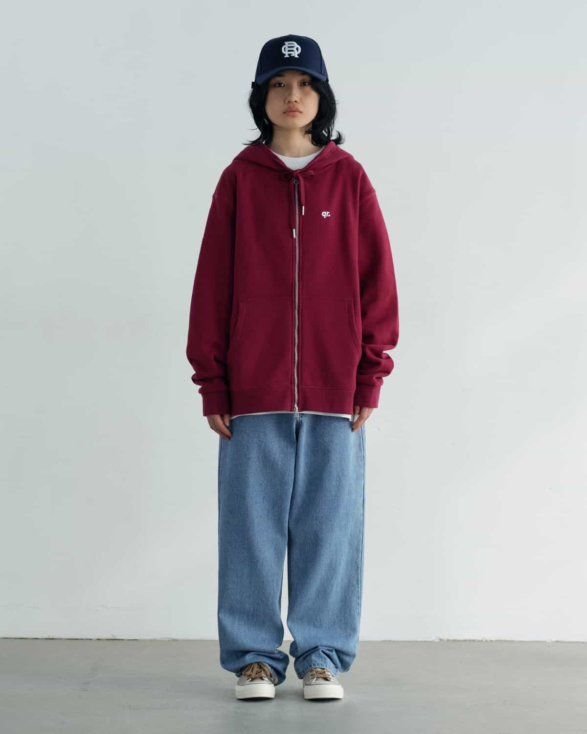 ZIPPER HOODIE BASIC BURGUNDY