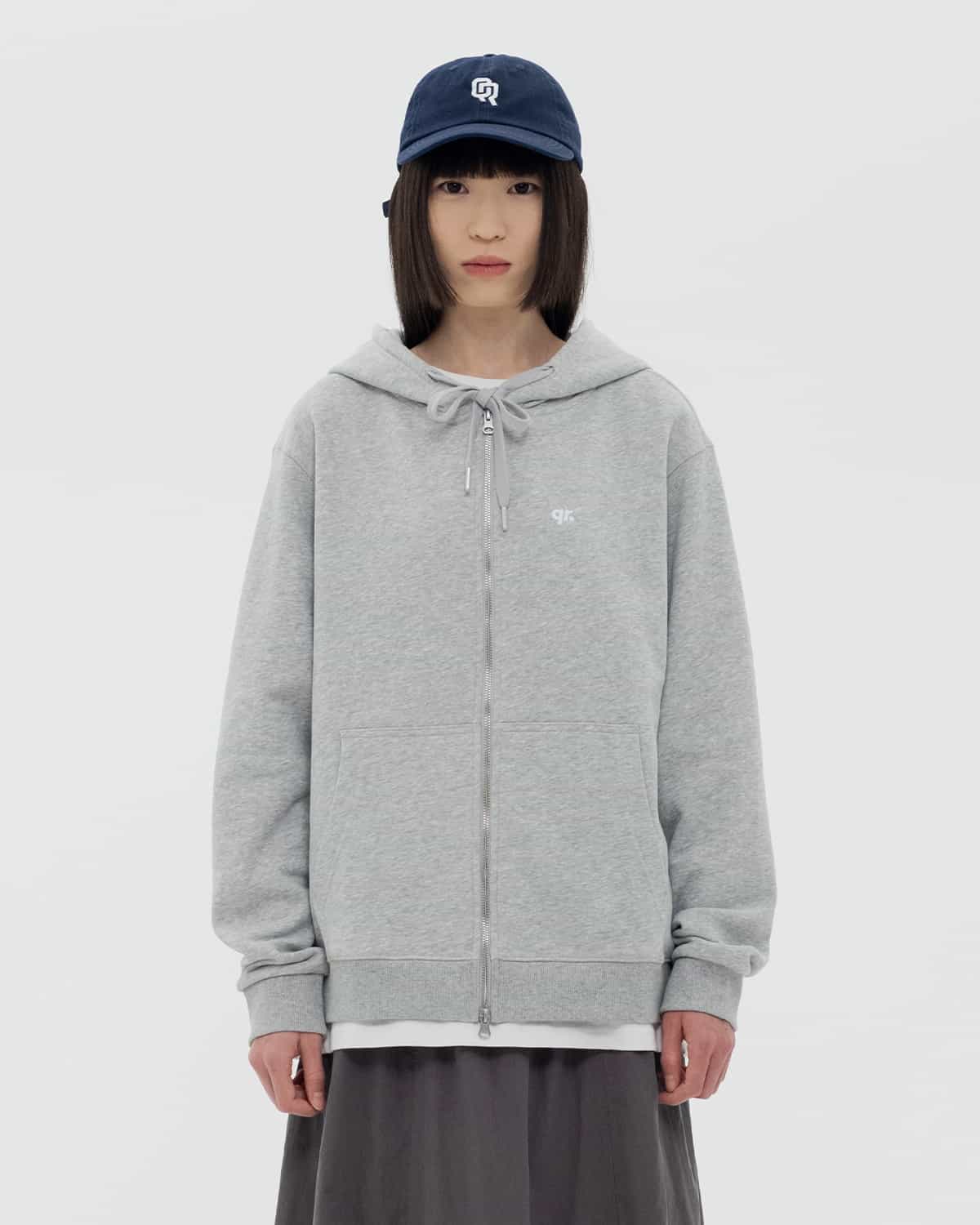ZIPPER HOODIE BASIC QRD GREY MELANGE