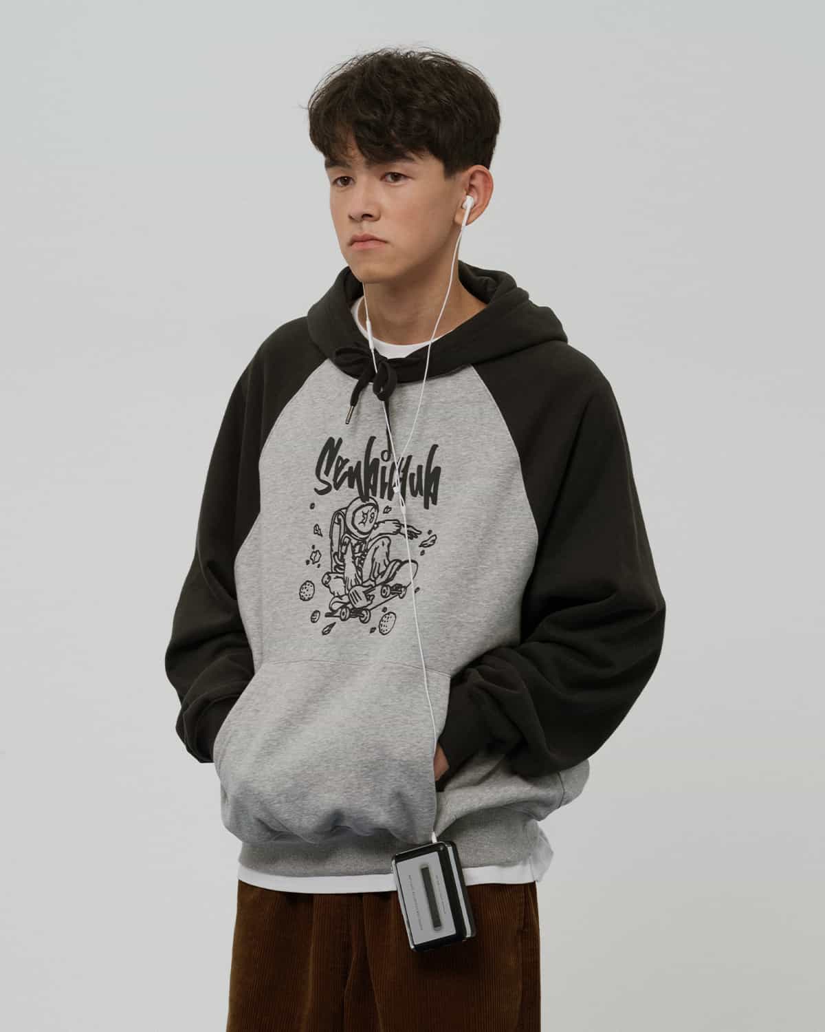 HOODIE OVERFIT 2COLOR GREY MELANGE