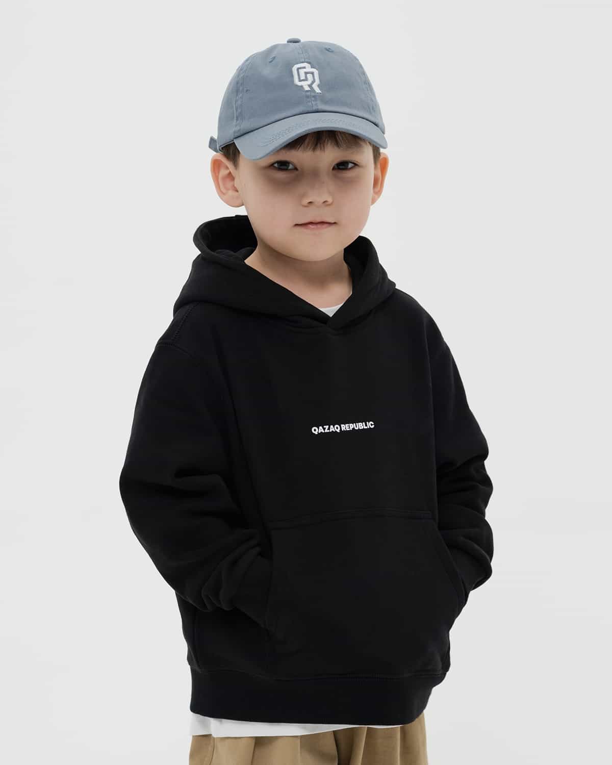 KIDS HOODIE  qazaq republic BLACK