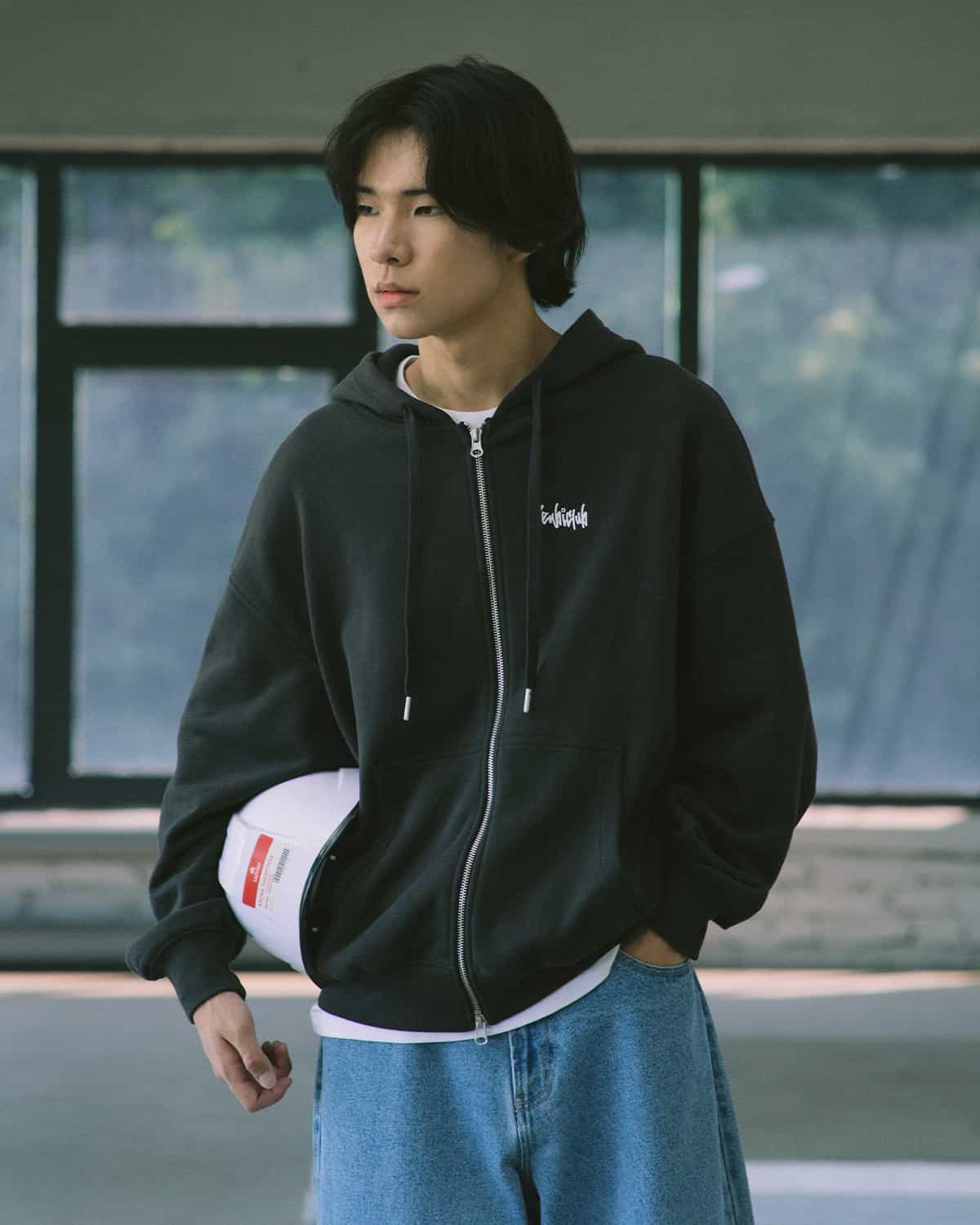 Zipper hoodie OVERFIT SPACE ANTRACITE