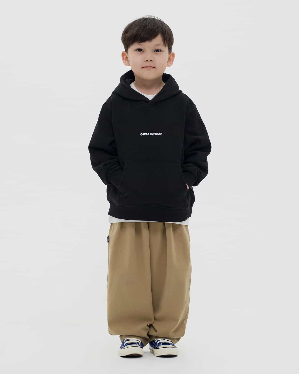 KIDS HOODIE  qazaq republic BLACK