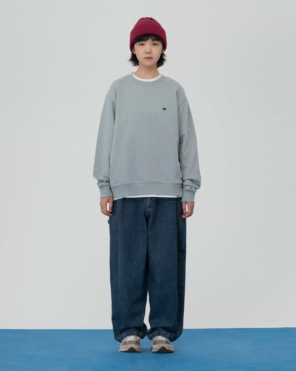 SWEATSHIRT QR BASIC grey-blue