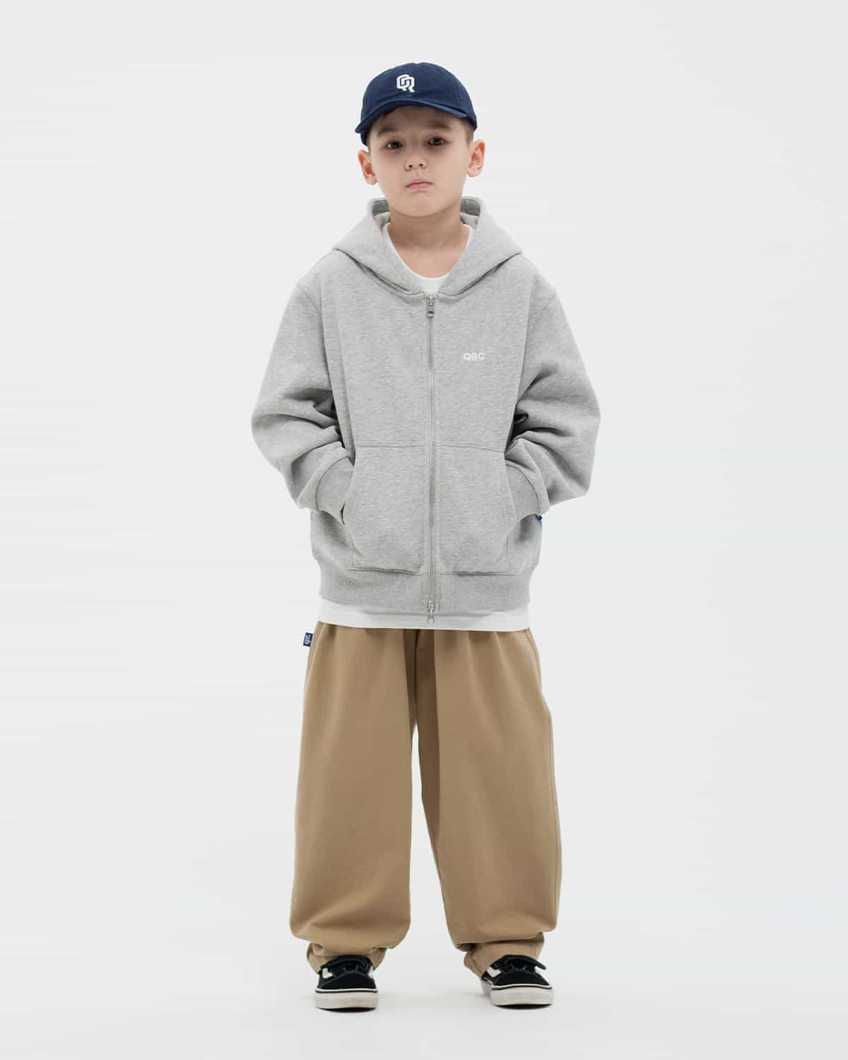 KIDS zipper HOODIE QRC GREY MELANGE