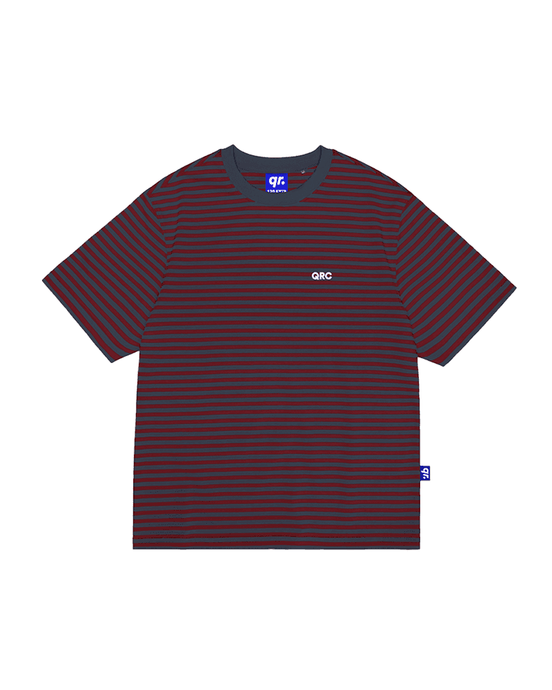 KIDS T-SHIRT STRIPED  DARK NAVY-BURGUNDY