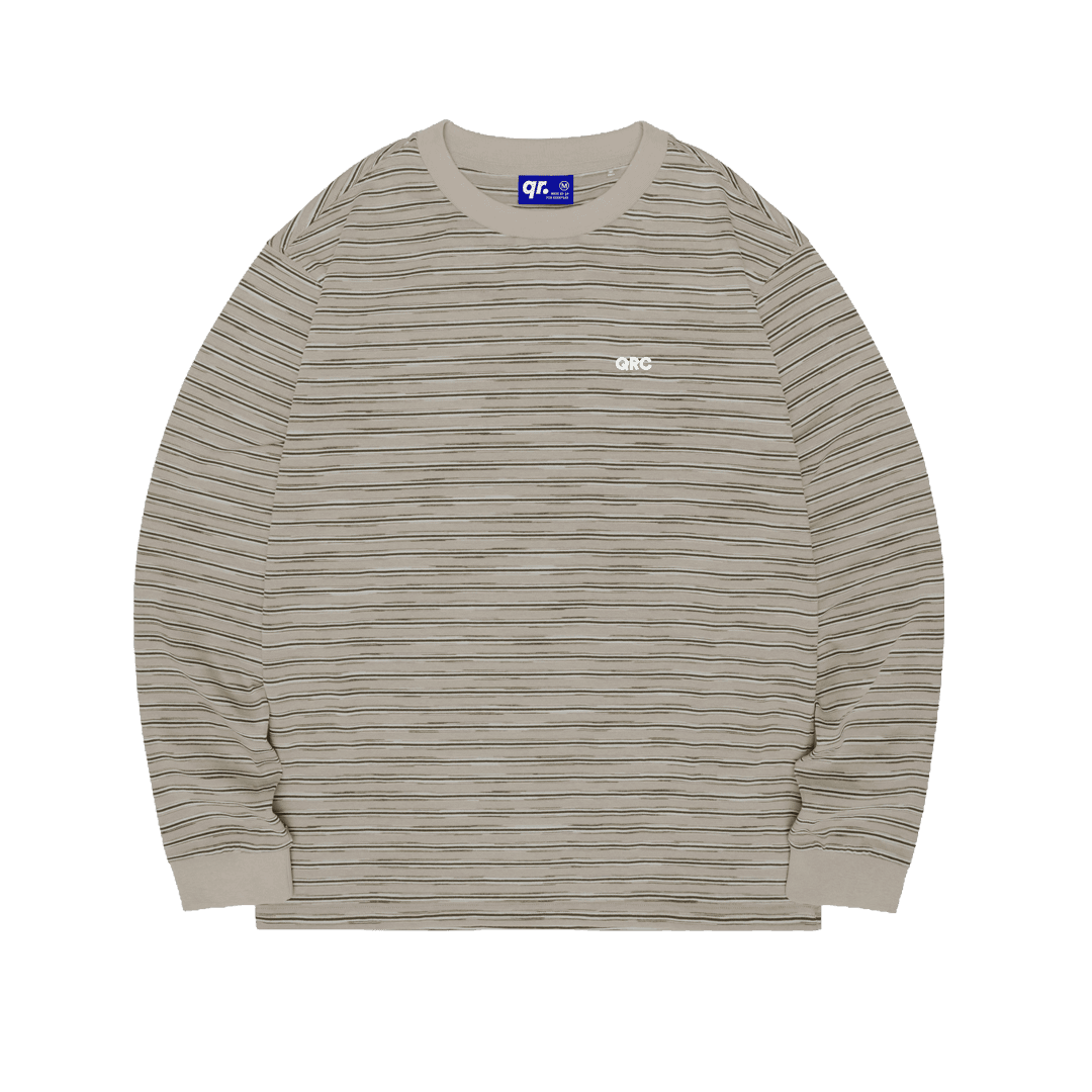 LS ФУТБОЛКА STRIPED БЕЖЕВАЯ